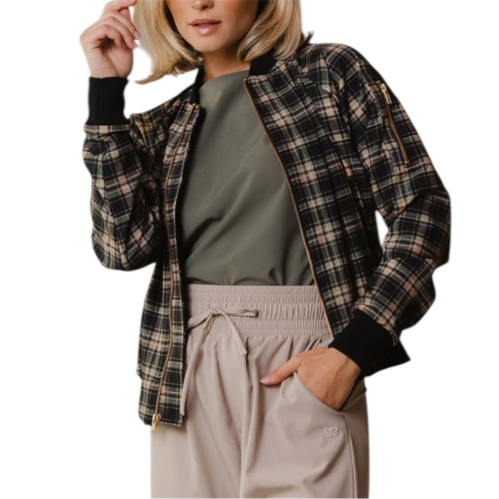 NWT Albion Bonnie Plaid Zip-Up Bomber Jacket Women’s Size XXL